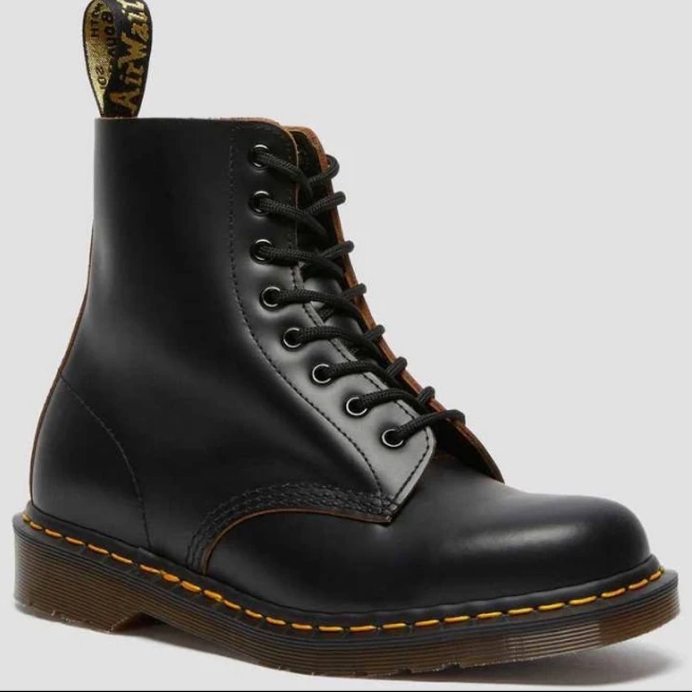 Dr. Martens Black Smooth Leather 8-Eye Lace-Up Boot